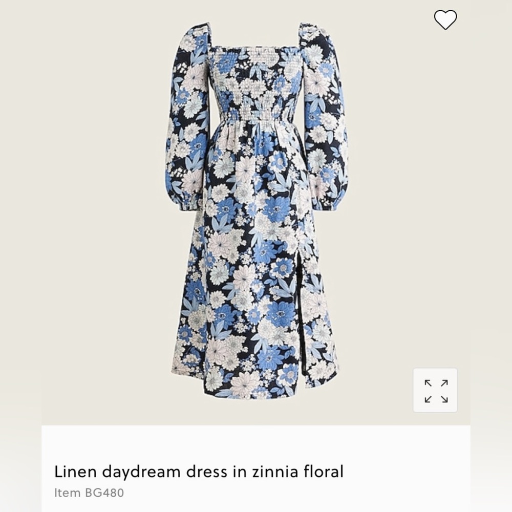 NWT J.Crew Smocked Linen Daydream Dress in Zinnia Floral - XL